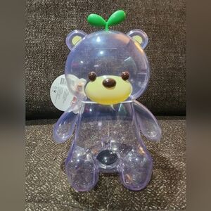 Clear Bear Bank with Green Leaf Accent